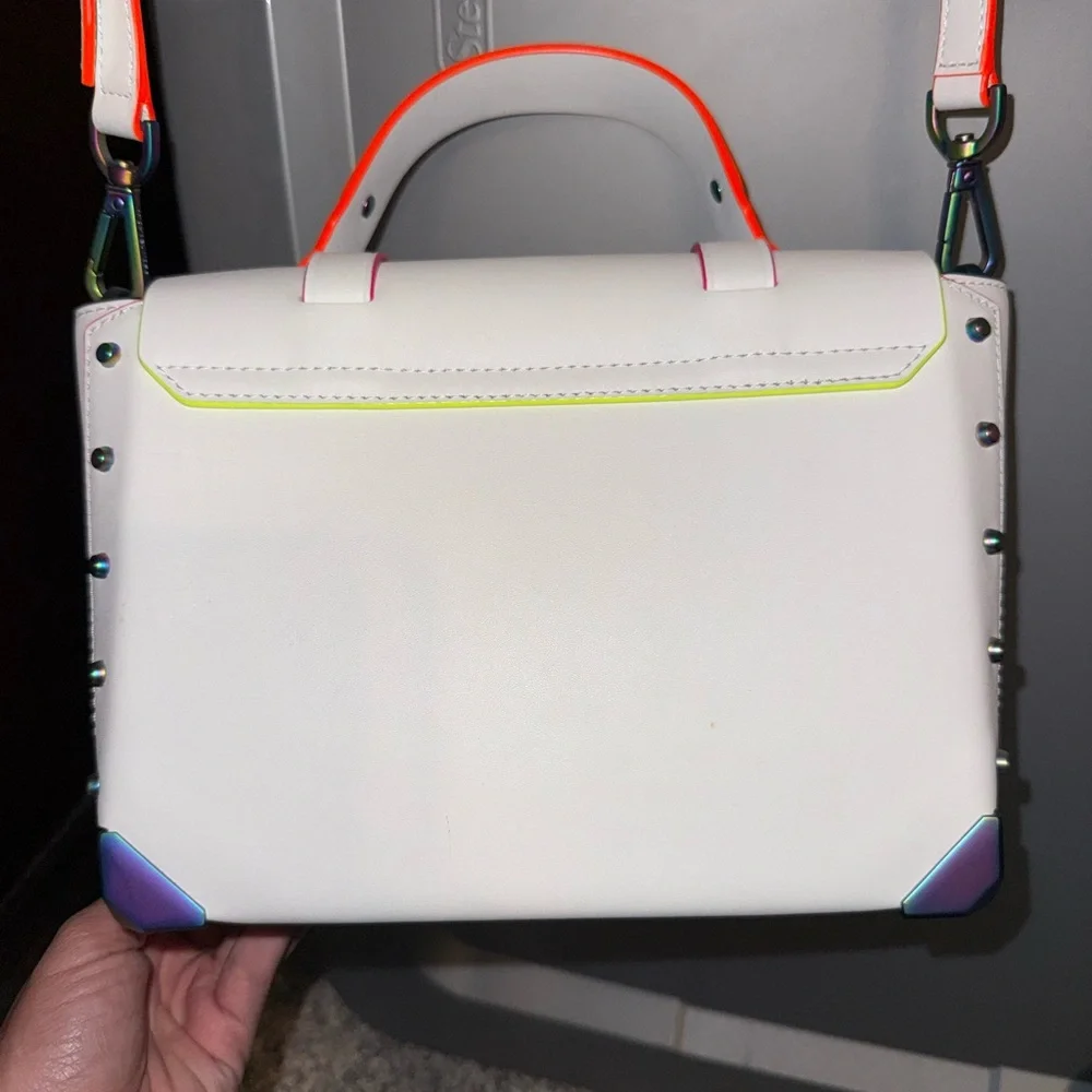 Michael Kors White Crossbody Handbag with Neon Accents - Picture 4 of 9